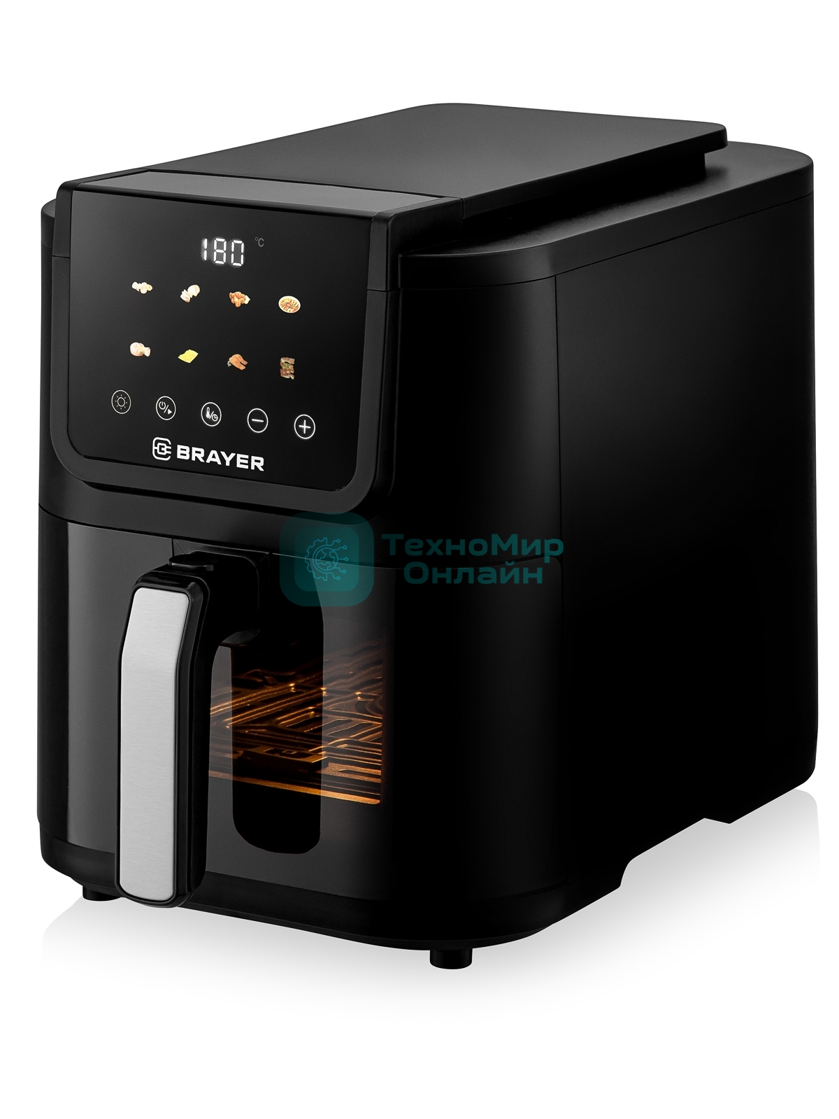 Аэрогриль Brayer 2041BR черный, 1500 Вт, 5 л, сенсор, 8 программ