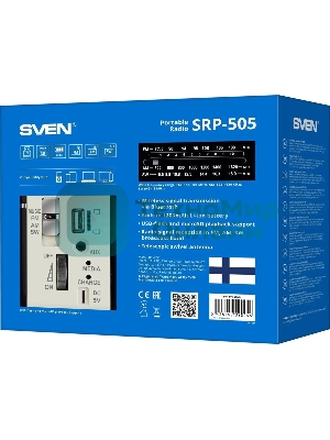 Радиоприемник SVEN SRP-505 (4 Вт, FM/AM/SW, USB, SD/microSD, Bluetooth, 1200 мА·ч)черный