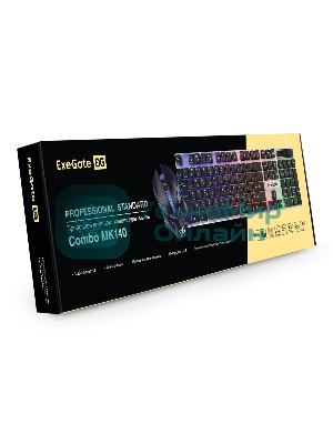 Комплект клавиатура+мышь ExeGate MK140 проводной, USB, 1000 DPI, чёрный/белый