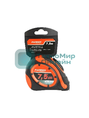 Рулетка PATRIOT MTA-7, автостоп, ударопрочный корпус, обрезиненная, 7,5м