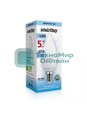 Светодиодная (LED) лампа Smartbuy-C37-05W/4000/E14 свеча на ветру матовая