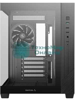 Компьютерный корпус Deepcool CG330 3F без БП, боковое окно (панорама), 3x120мм ARGB PWM вентилятора, черный, mATX