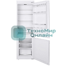 Встраиваемый холодильник HOMSair FB177SW Inverter белый, двухкамерный, 195/75л, морозилка снизу, капельная система