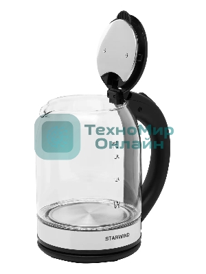 Чайник электрический Starwind SKG2051 1.8 л, 1800 Вт, черный/серебристый (корпус: стекло)