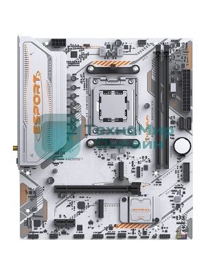 Материнская плата Maxsun MS-eSport B850M WIFI ICE, AM5, AMD B850, 2xDDR5, 2xSATA, 2xM.2, 1xPCIe 5.0 x16, 1xPCIe 3.0 x1, 1xHDMI 1.4, 1xDP, 1xRJ45, Wi-Fi 6, Bluetooth 5.2, 4xUSB-A 5Gbps, 2xUSB-A 2.0, 3x3.5 мм, 7.1, mATX