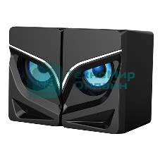 Акустическая система 2.0 Qumo Rage AS005, 10 ВТ, объемное звучание, синяя подсветка (отключаемая), USB/Jack 3,5мм