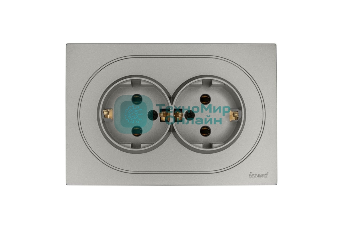 Розетка 2-м LEZARD СП OSEN с заземл. ПБТ, механизм, серый матовый 743-7400-127B