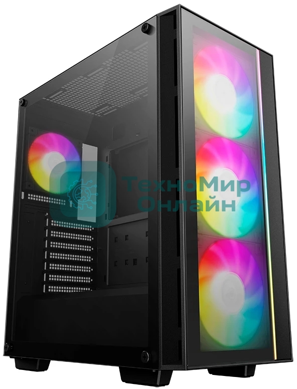 Компьютерный корпус Deepcool MATREXX 55 V4 без БП, боковое окно (закаленное стекло), 3xARGb LED 140мм вентилятора спереди, 1xARGb LED 120мм вентилятор сзади, черный, ATX