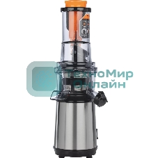 Соковыжималка LEONORD LE-1709 серебристый/черный, шнековая вертикальная, 200 Вт, 600 мл, механическое, реверс