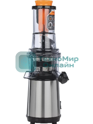 Соковыжималка LEONORD LE-1709 серебристый/черный, шнековая вертикальная, 200 Вт, 600 мл, механическое, реверс