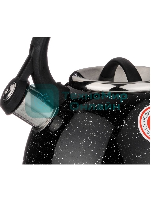 Чайник для плиты Agness 907-045 черный МРАМОР нерж. 2,5 л