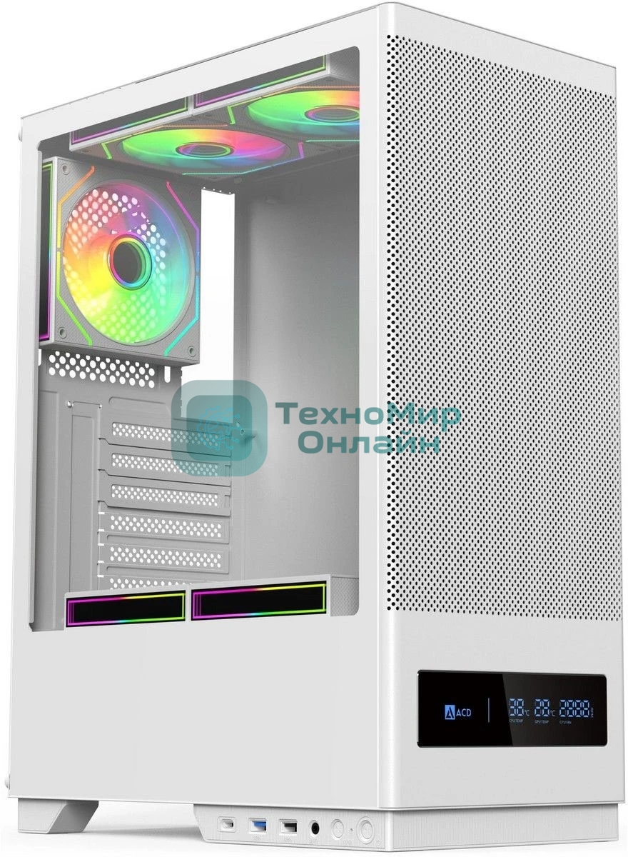 Компьютерный корпус ACD Citadel 108DW ATX, Type-C + 2 X USB ports + HD audio combo, Mesh, TG, белый