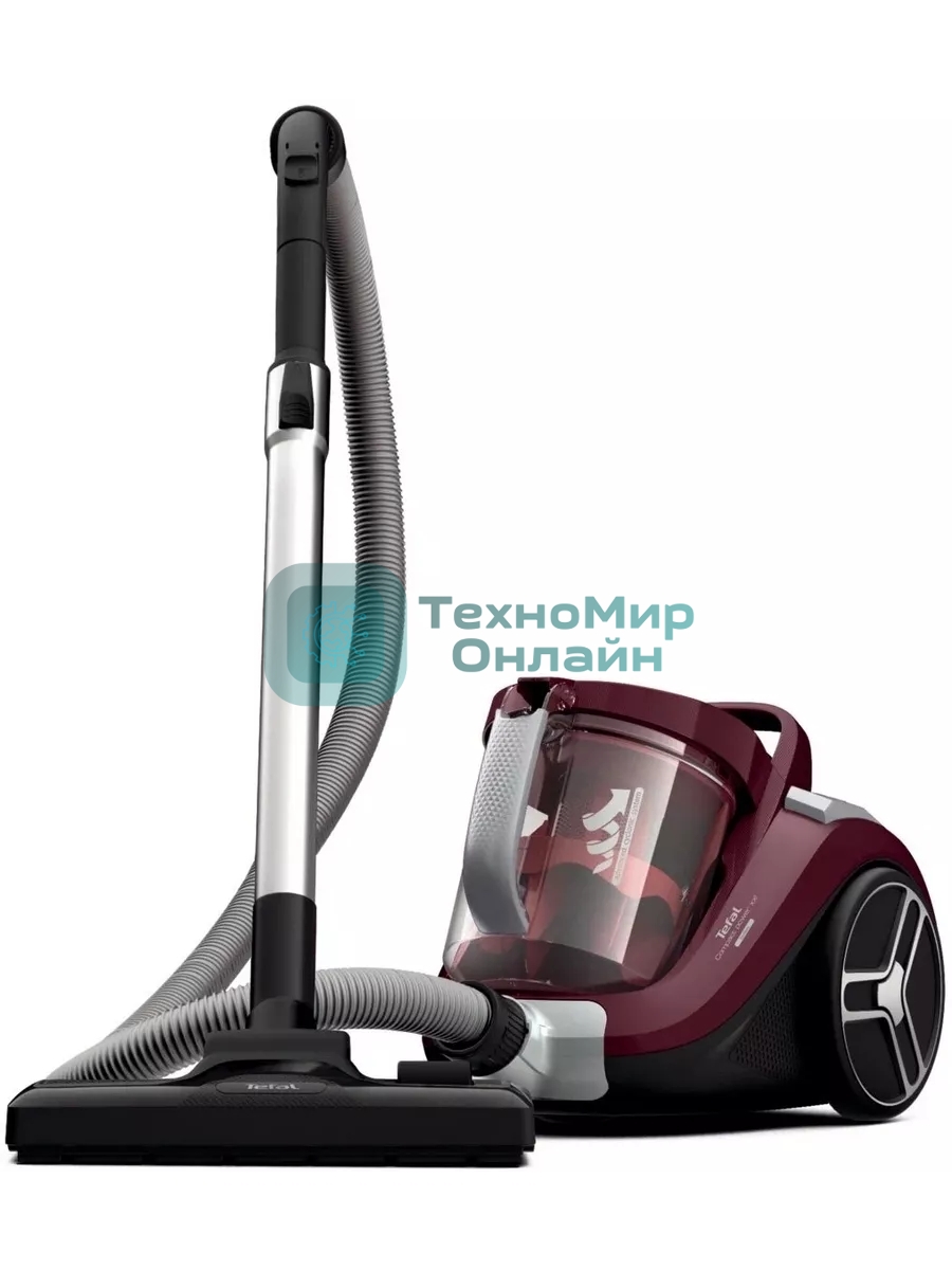 Пылесос Tefal Compact Power XXL TW4873EA, малиновый/черный, 550/550 Вт, уборка сухая, пылесборник контейнер 2.5 л