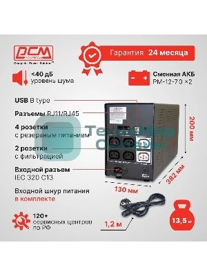 Источник бесперебойного питания Powercom Imperial IMD-1025AP 615Вт 1025ВА черный