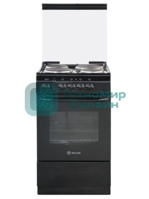 Плита электрическая De Luxe 5004.13э (кр)-001 черный, конфорок 4 шт, духовка 43 л, 50 см x 85 см x 50 см