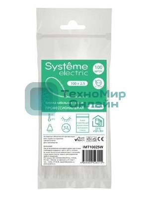 Стяжка кабельная SE IMT10025W 100х2.5 белый (уп. 100 шт)