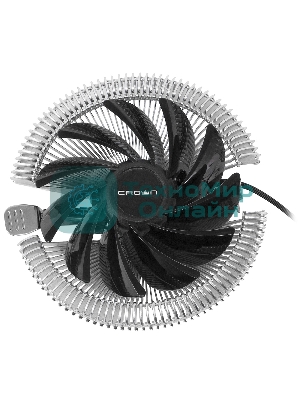 Кулер для процессора Crown CM-S1250TPWM v2 серебристый/черный, 95 мм, алюминий, 2000 об/мин, 28.7 дБ, 4 pin, 125 Вт, 53 мм