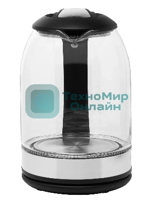 Чайник электрический Starwind SKG2051 1.8 л, 1800 Вт, черный/серебристый (корпус: стекло)