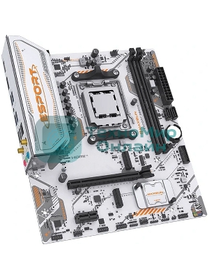Материнская плата Maxsun MS-eSport B850M WIFI ICE, AM5, AMD B850, 2xDDR5, 2xSATA, 2xM.2, 1xPCIe 5.0 x16, 1xPCIe 3.0 x1, 1xHDMI 1.4, 1xDP, 1xRJ45, Wi-Fi 6, Bluetooth 5.2, 4xUSB-A 5Gbps, 2xUSB-A 2.0, 3x3.5 мм, 7.1, mATX
