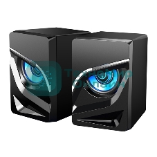 Акустическая система 2.0 Qumo Rage AS005, 10 ВТ, объемное звучание, синяя подсветка (отключаемая), USB/Jack 3,5мм