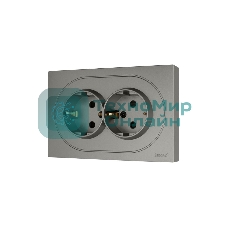 Розетка 2-м LEZARD СП OSEN с заземл. ПБТ, механизм, серый матовый 743-7400-127B