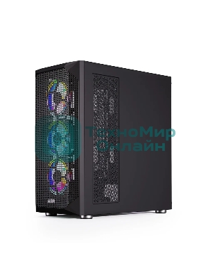 Компьютерный корпус ABR Quantum черный (1хUSB Type-C, 2хUSB 2.0, HD Audio, 4xRGb Fan, ATX, E-ATX)