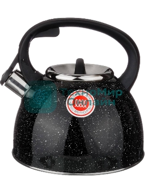 Чайник для плиты Agness 907-045 черный МРАМОР нерж. 2,5 л