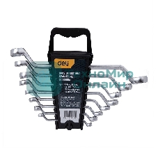 Набор накидных изогнутых гаечных ключей 8 шт Deli DL150008A Спецификация: 6x7мм, 8x9мм, 10x11мм, 12x13мм, 14x15мм, 16x17мм, 18x19мм, 20x22мм. Матовая хромированная поверхность. Пластиковая упаковка.