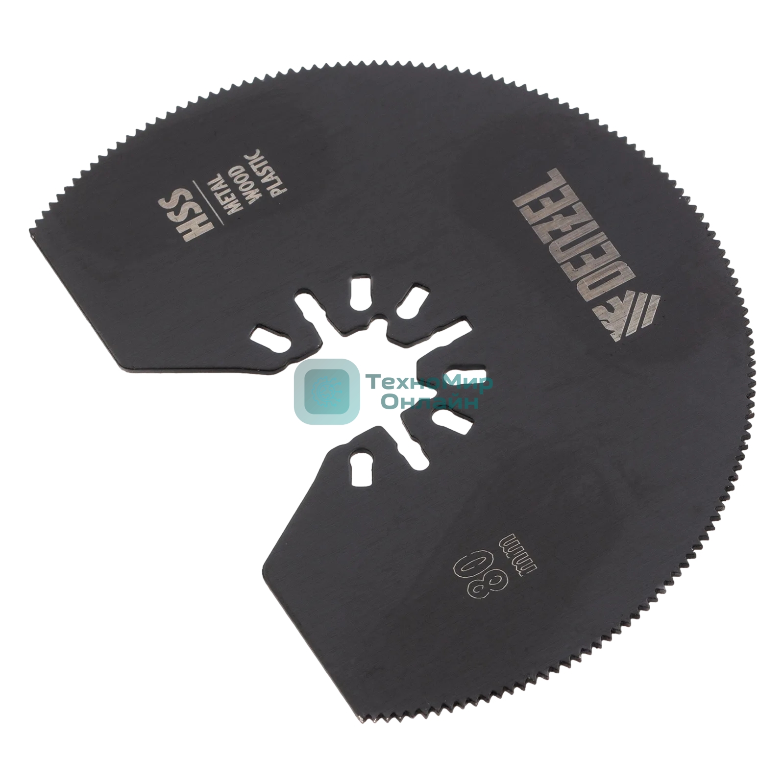 Насадка для МФИ Denzel отрезная полукруг., HSS, по металлу и дереву, 80 х 1,2 мм, мелкий зуб