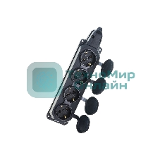 Колодка каучуковая ЭРА 4-м с заземл. 16А IP44 черный