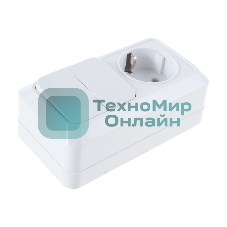 Блок ОП Олимп 2-кл. вык.+ роз. с заземл. горизонт. бел. UNIVersal О0033