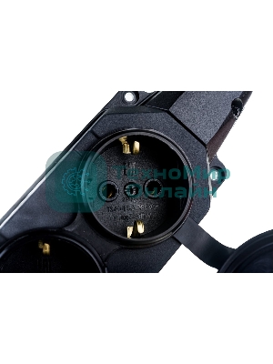 Колодка каучуковая ЭРА 4-м с заземл. 16А IP44 черный