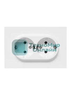 Розетка 2-м EKF UP1-SOW-210 СП Эпика 16А с заземл. без защ. шторок с рамкой механизм бел.