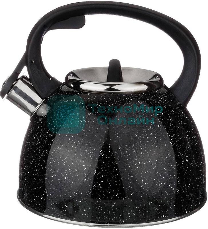 Чайник для плиты Agness 907-045 черный МРАМОР нерж. 2,5 л