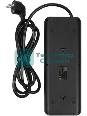 Сетевой фильтр Powercom SP-10 USB2A1СB 1.8 м 1.8м (10 розеток) черный, коробка