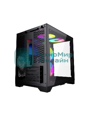 Компьютерный корпус Powercase Vision Micro, Black, Tempered Glass, 4х 120мм 5-color fan, черный, mATX (CVBM-L4)