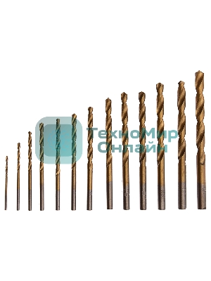 Набор нитридтитан Сибртех, сверл по металлу, 1,5-6,5мм НSS,13 шт
