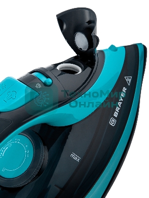 Утюг BRAYER BR4019 голубой/черный, 2400 Вт, 25 г/мин, 140 г/мин, 320 мл