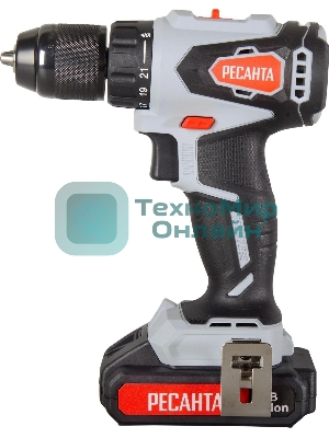 Дрель-шуруповерт аккумуляторная Ресанта ДА-20-2ЛК-Б 75/14/10, Аккумуляторная, 20В, 2 АКБ, Кейс