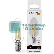 Лампа светодиодная филаментная Gauss Filament 10Вт цок.: E14 свеча св. свеч. бел. теп. (упак.: 10 шт)