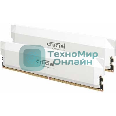Оперативная память Crucial Pro Gaming by Micron, DDR5, 64GB (2x32GB), 6400 MHz, CL40, с радиатором, белый