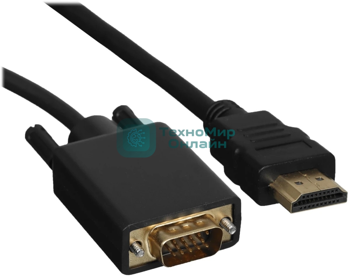 Кабель GoPower HDMI (m)-VGA (m) 1м черный Premium Zip-Lock c подвесом (1/200)