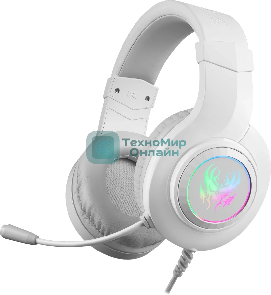 Гарнитура Defender Ghost LED белый, проводная, USB / 2 x mini jack 3.5 мм, подсветка