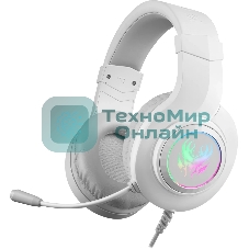 Гарнитура Defender Ghost LED белый, проводная, USB / 2 x mini jack 3.5 мм, подсветка