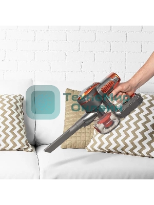 Пылесос вертикальный Endever SkyClean VC-301 черный/оранжевый, питание от аккумулятора, 75 Вт, уборка сухая, пылесборник 0,8 л