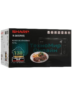 Микроволновая печь Sharp R2852RK черный/серебристый, 20 л, 800 Вт, переключатели - кнопки, поворотный механизм