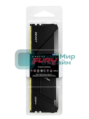 Оперативная память Kingston Fury Beast, DDR4, 8GB (1x8GB), 3600MHz, CL17, DIMM, с радиатором, RGB, черный