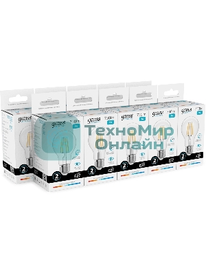 Лампа филам. Gauss Filament 9Вт цок.:E27 груша св.свеч.бел.нейт. (упак.:10шт) (22229)