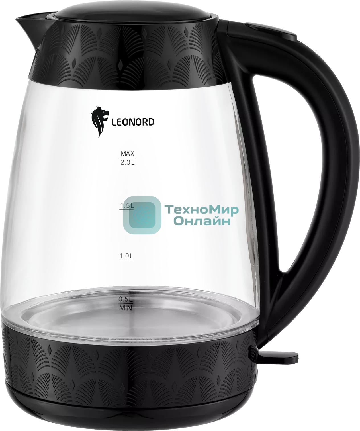 Чайник электрический LEONORD LE-1519 2 л, 2200 Вт, стекло, черный