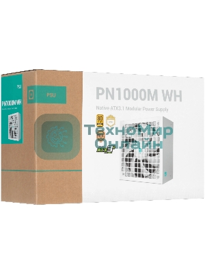 Блок питания Deepcool/GAMERSTORM PN1000M WH (ATX 3.1, 1000W, Full Cable Management, PWM 135мм fan, Active PFC, 80+ GOLD, Active PFC + Full Bridge SRC LLC + DC/DC,Gen5 PCIe, белый) RET